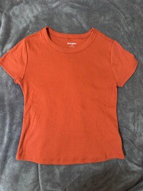 Old Navy Rust Orange Ribbed Short Sleeve Top